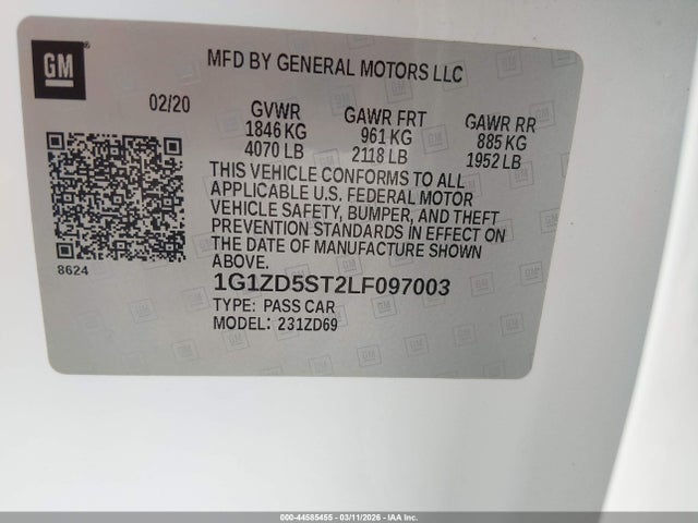 2020 CHEVROLET MALIBU 1G1ZD5ST2LF097003 Photo 8