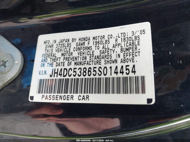 Продаж на аукціоні авто 2005 Acura Rsx, vin: JH4DC53865S014454, номер лоту: 44585490