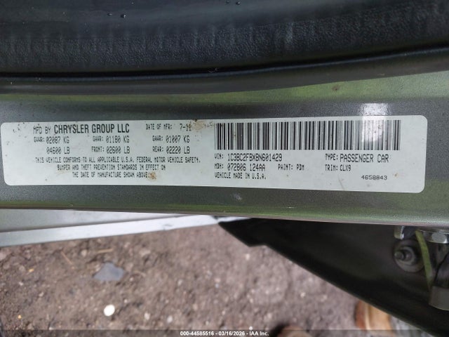 Aukcja sprzedaży 2011 Chrysler 200 Limited, vin: 1C3BC2FBXBN601429, numer aukcji: 44585516