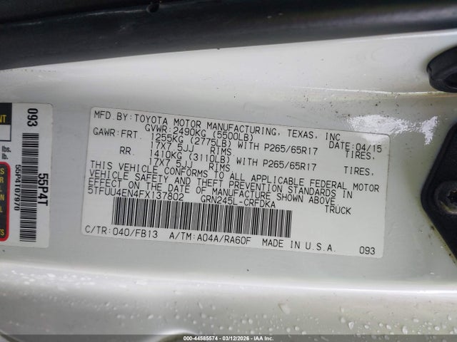 Toyota Tacoma Base V6 2015 5TFUU4EN4FX137802 Image 9