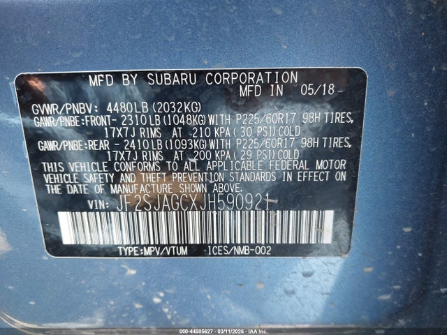 2018 SUBARU FORESTER JF2SJAGCXJH590921 Photo 8