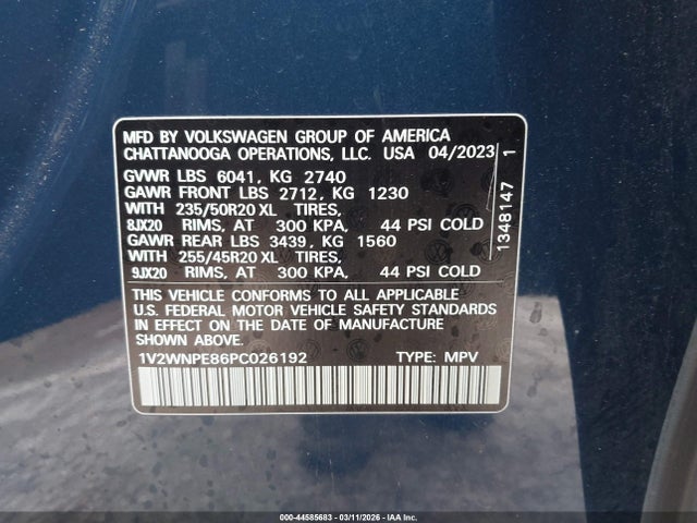 2023 Volkswagen Id.4 Awd Pro S მანქანა იყიდება აუქციონზე, vin: 1V2WNPE86PC026192, აუქციონის ნომერი: 44585683