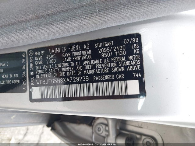 1999 MERCEDES-BENZ E 320 WDBJF65H8XA729239 Photo 8