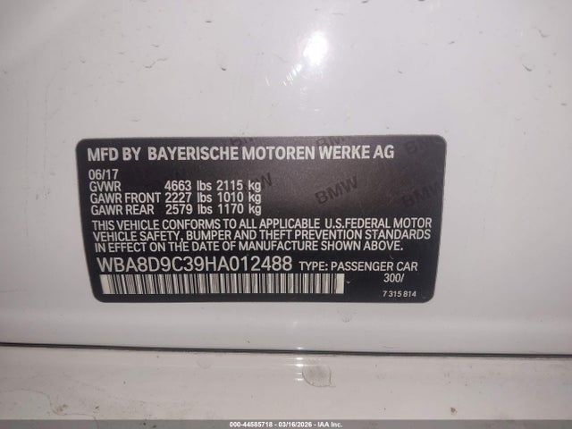 Aukcja sprzedaży 2017 Bmw 330i Xdrive, vin: WBA8D9C39HA012488, numer aukcji: 44585718