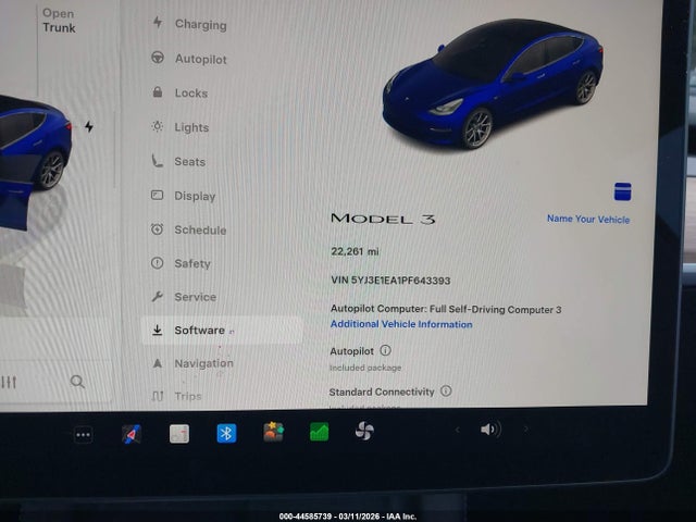 44585739 :رقم المزاد ، 5YJ3E1EA1PF643393 vin ، 2023 Tesla Model 3 Rear-wheel Drive مزاد بيع