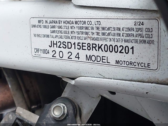 2024 HONDA CRF1100 JH2SD15E8RK000201 Photo 9