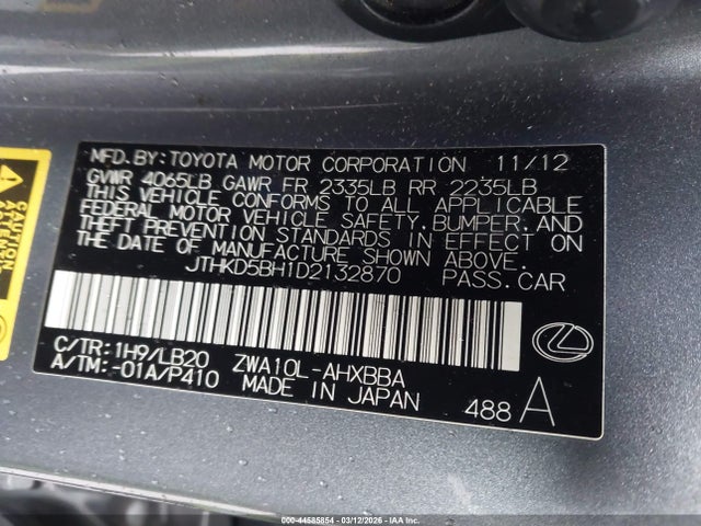 2013 LEXUS CT 200H JTHKD5BH1D2132870 Photo 8