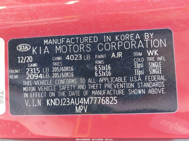 KNDJ23AU4M7776825 KIA SOUL S