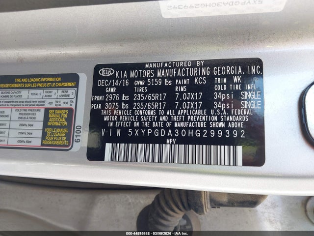 2017 KIA SORENTO 5XYPGDA30HG299392 Photo 8