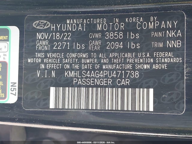 Продаж на аукціоні авто 2023 Hyundai Elantra Sel, vin: KMHLS4AG4PU471738, номер лоту: 44585896