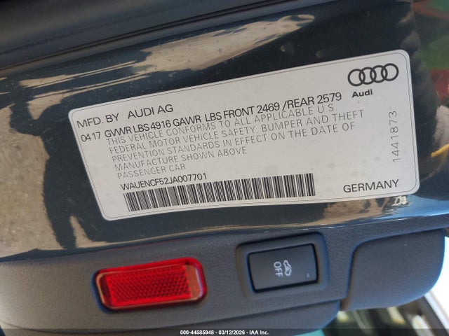 Продаж на аукціоні авто 2018 Audi A5 2.0t Premium, vin: WAUENCF52JA007701, номер лоту: 44585948