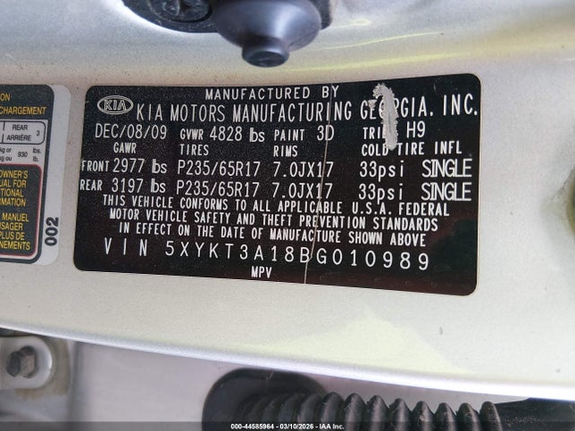 2011 KIA SORENTO 5XYKT3A18BG010989 Photo 8