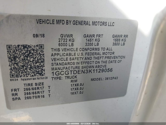 1GCGTDEN3K1129056 Chevrolet Colorado Z71