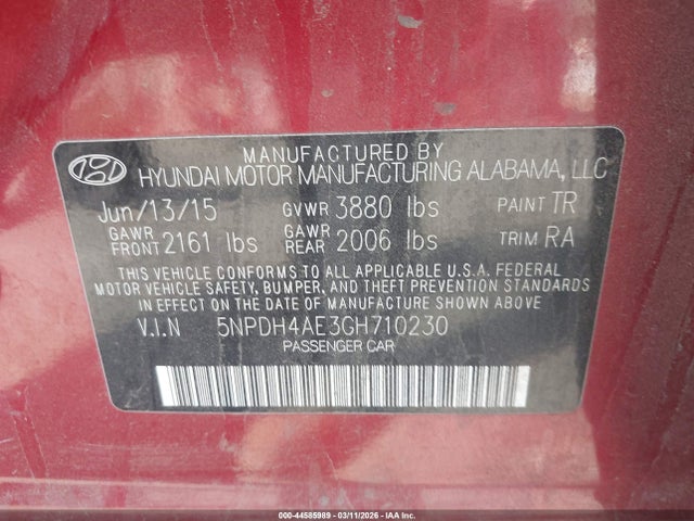 Hyundai ELANTRA SE 2016 5NPDH4AE3GH710230 Image 9