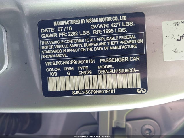 Продаж на аукціоні авто 2017 Infiniti Qx30 Premium, vin: SJKCH5CP9HA019161, номер лоту: 44586040