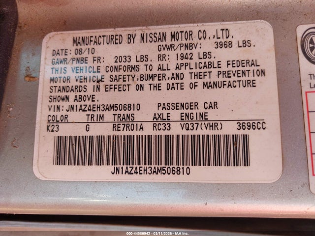 2010 NISSAN 370Z JN1AZ4EH3AM506810 Photo 8