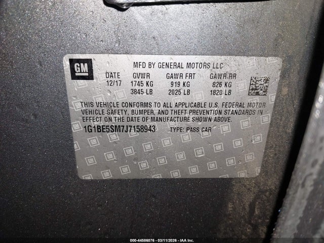 1G1BE5SM7J7158943 Chevrolet Cruze Lt Auto