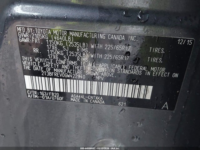 Toyota RAV4 LE 2016 2T3BFREV0GW422940 Image 9