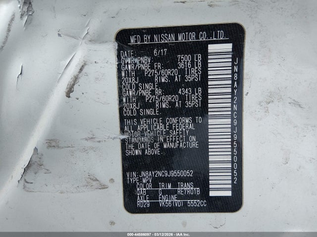 JN8AY2NC9J9550052 Nissan Armada Sl