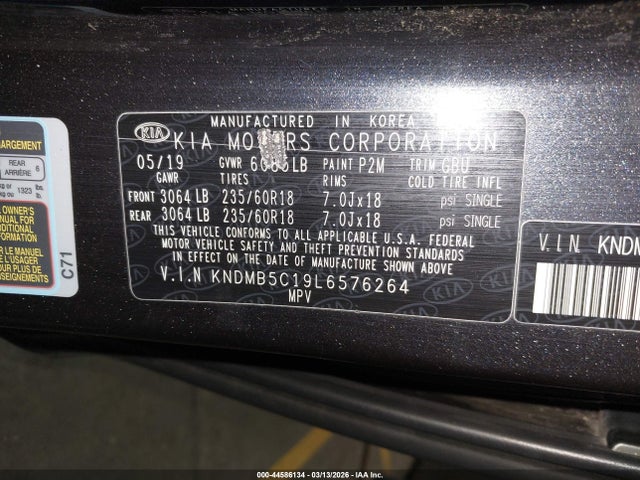 Продажа на аукционе авто 2020 Kia Sedona Ex, vin: KNDMB5C19L6576264, номер лота: 44586134