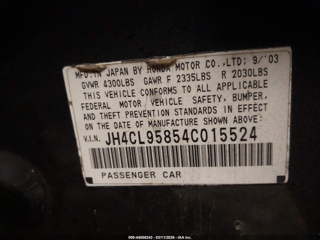 Aukcja sprzedaży 2004 Acura Tsx, vin: JH4CL95854C015524, numer aukcji: 44586242