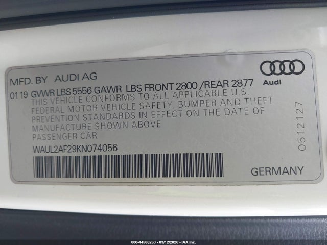 Продаж на аукціоні авто 2019 Audi A6 55 Premium, vin: WAUL2AF29KN074056, номер лоту: 44586263