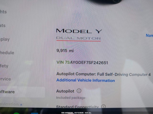 Aukcja sprzedaży 2025 Tesla Model Y Performance Dual Motor All-wheel Drive, vin: 7SAYGDEF7SF242651, numer aukcji: 44586268