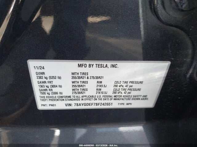 Aukcja sprzedaży 2025 Tesla Model Y Performance Dual Motor All-wheel Drive, vin: 7SAYGDEF7SF242651, numer aukcji: 44586268