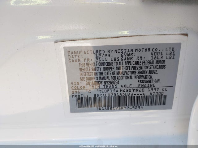 3N1AB8CV1RY269294 Nissan Sentra Sv Xtronic Cvt