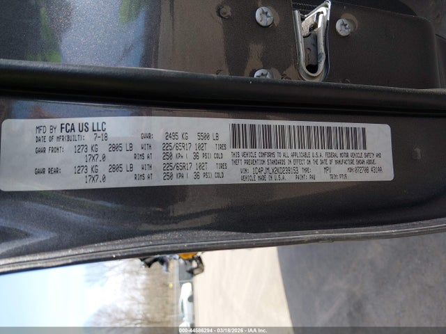 44586294 :رقم المزاد ، 1C4PJMLX2KD239153 vin ، 2019 Jeep Cherokee Latitude Plus 4x4 مزاد بيع
