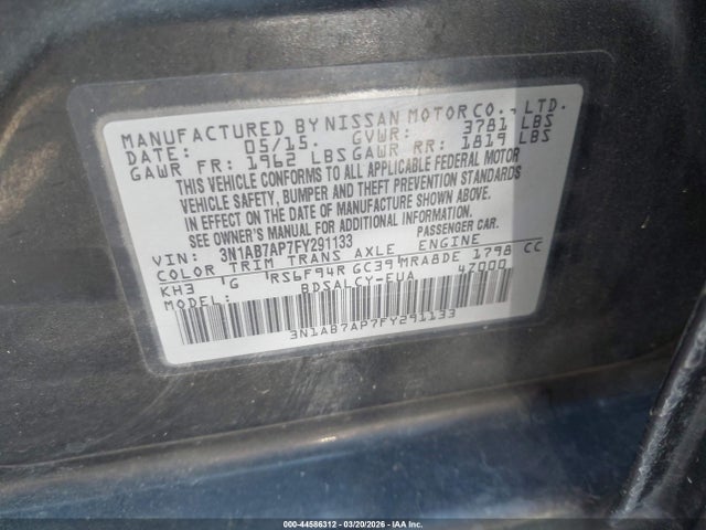 3N1AB7AP7FY291133 Nissan SENTRA S