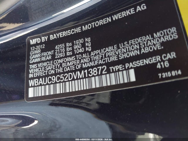 2013 Bmw 135i მანქანა იყიდება აუქციონზე, vin: WBAUC9C52DVM13872, აუქციონის ნომერი: 44586354