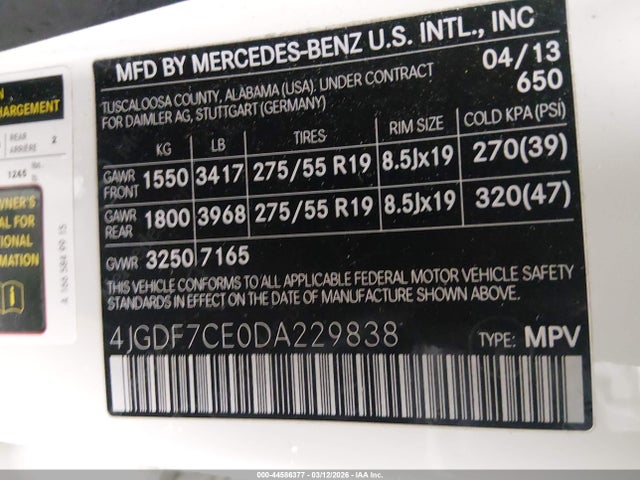 2013 MERCEDES-BENZ GL 450 4JGDF7CE0DA229838 Photo 8