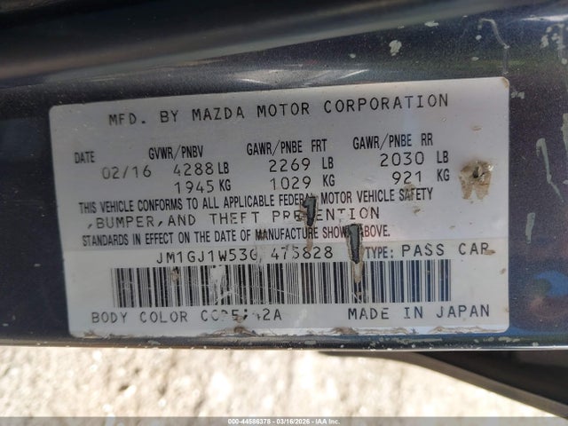 2016 MAZDA MAZDA6 JM1GJ1W53G1475828 Photo 8