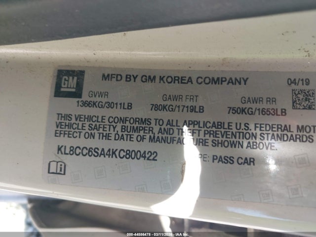 Chevrolet Spark 1lt Manual 2019 KL8CC6SA4KC800422 Image 9