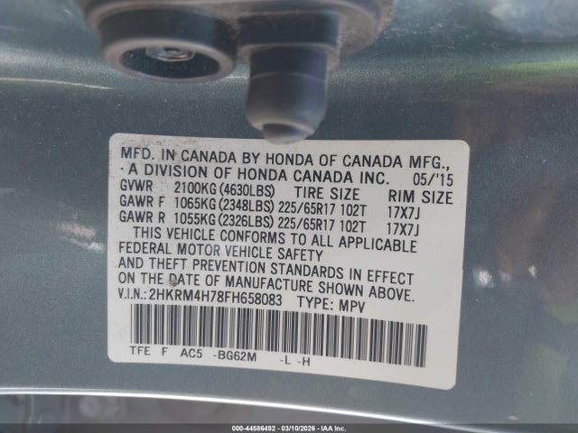 Honda Cr-v Ex-l 2015 2HKRM4H78FH658083 Image 9