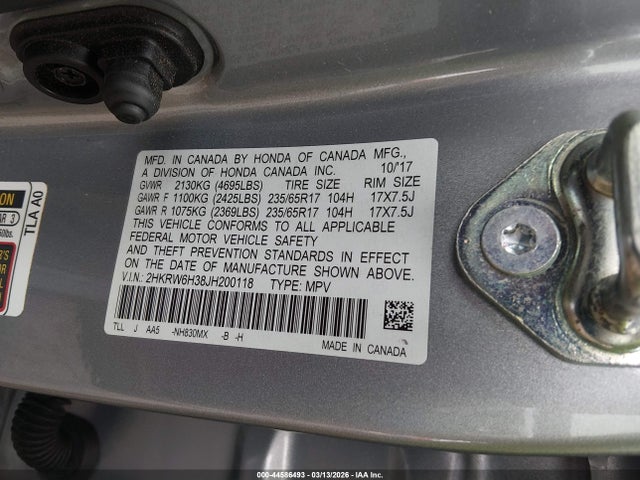 2HKRW6H38JH200118 Honda CR-V LX
