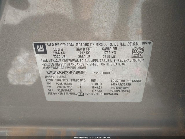 3GCUKREC8HG189460 Chevrolet Silverado 1500 2lt