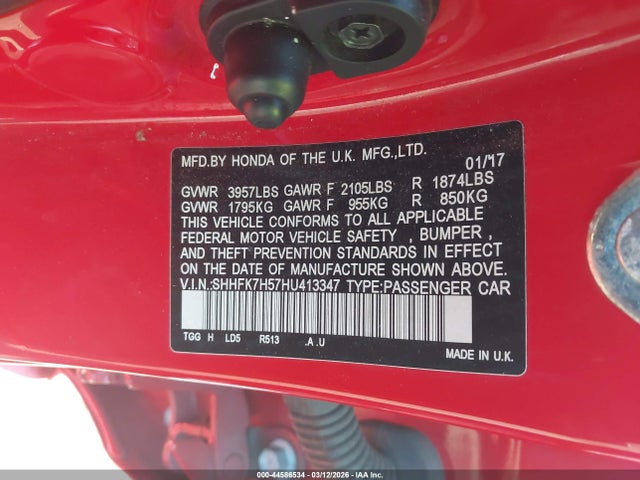 SHHFK7H57HU413347 Honda CIVIC EX