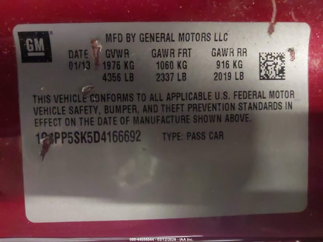 Продажа на аукционе авто 2013 Buick Verano, vin: 1G4PP5SK5D4166692, номер лота: 44586544