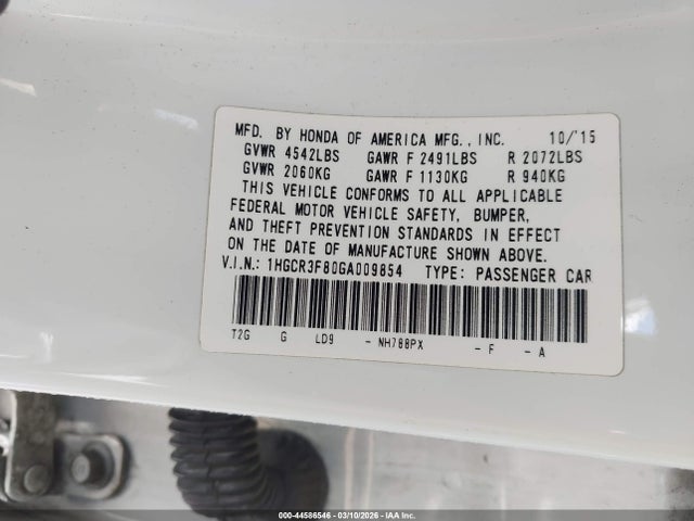 1HGCR3F80GA009854 Honda Accord Ex-l V-6