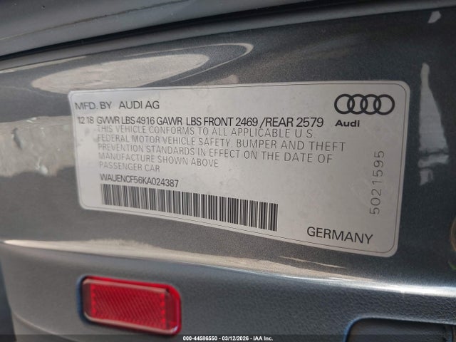 44586550 :رقم المزاد ، WAUENCF56KA024387 vin ، 2019 Audi A5 45 Premium مزاد بيع