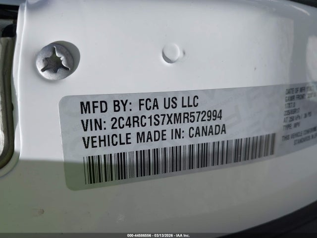 2021 Chrysler Pacifica Hybrid Limited მანქანა იყიდება აუქციონზე, vin: 2C4RC1S7XMR572994, აუქციონის ნომერი: 44586556