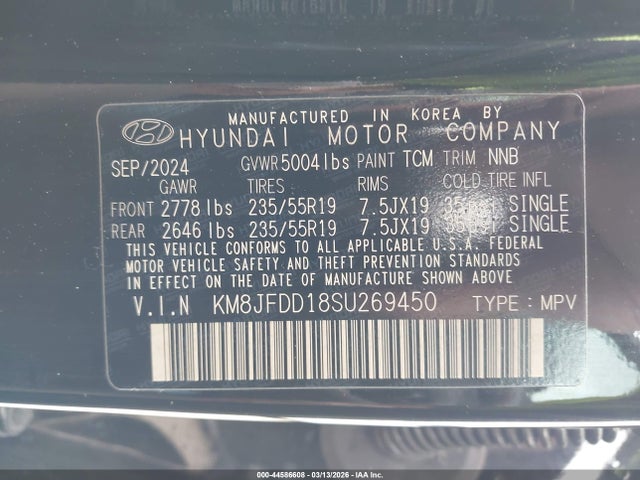 Aukcja sprzedaży 2025 Hyundai Tucson Hybrid N Line, vin: KM8JFDD18SU269450, numer aukcji: 44586608