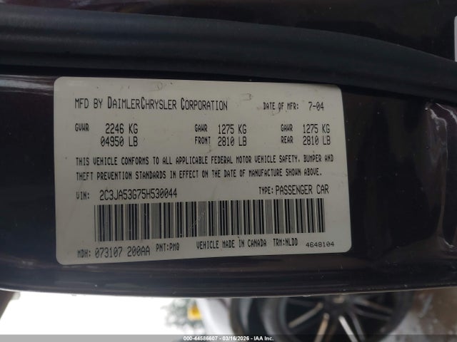 Продажа на аукционе авто 2005 Chrysler 300 Touring, vin: 2C3JA53G75H530044, номер лота: 44586607