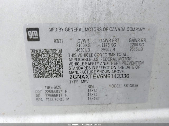 Chevrolet Equinox Awd 2fl 2022 2GNAXTEV6N6143336 Image 9