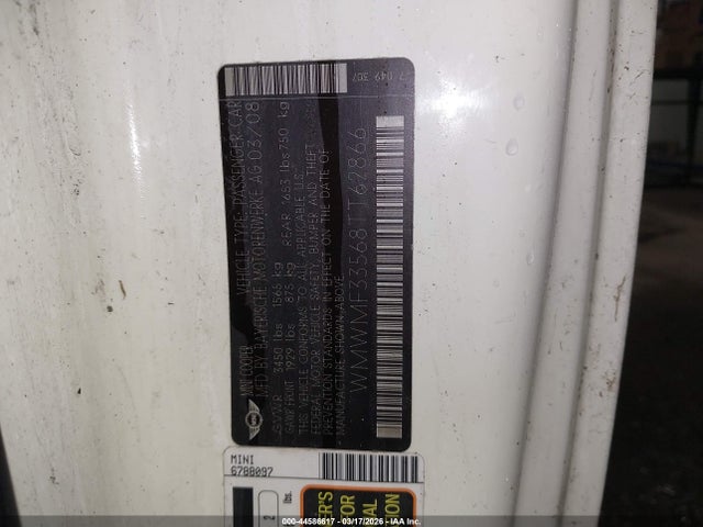 2008 MINI COOPER WMWMF33568TT62866 Photo 8
