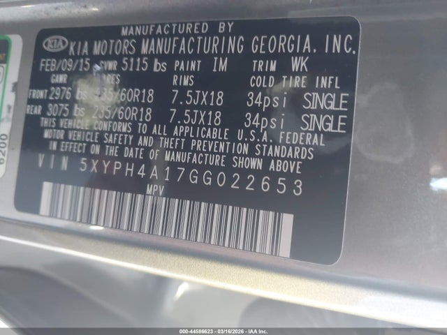 KIA Sorento 2.0t Ex 2016 5XYPH4A17GG022653 Image 9