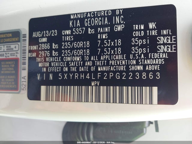 2023 KIA SORENTO 5XYRH4LF2PG223863 Photo 8