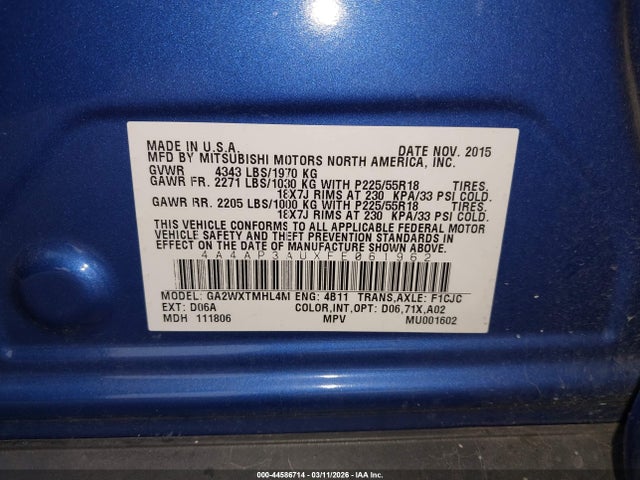 2015 MITSUBISHI OUTLANDER SPORT 4A4AP3AUXFE061962 Photo 8